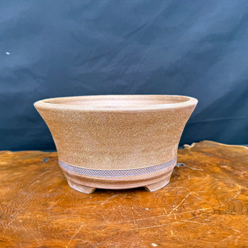 9.5" Oval Natural Clay Handmade Jack Hoover Bonsai with Knurled Base – No. 677