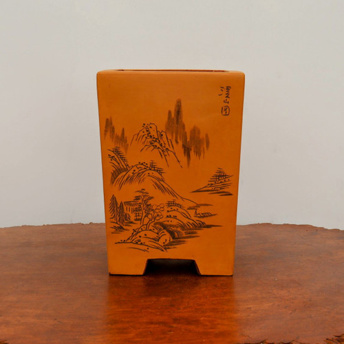 6" Etched Cascade Yixing Bonsai Pot (No. 2196)
