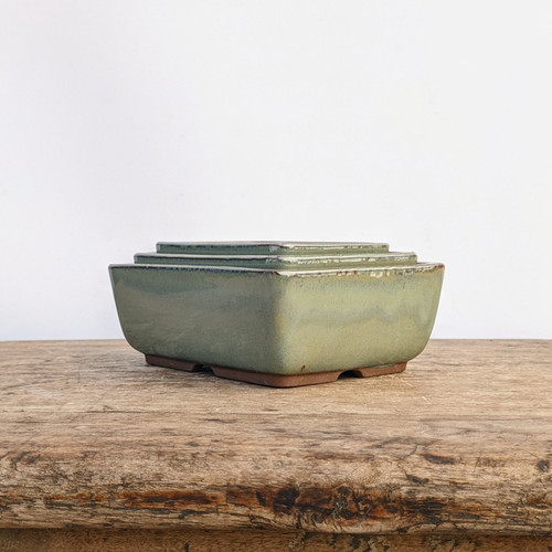 4-6" Oribe (green) Glazed Bonsai Pot